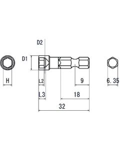 ดอกไขควงหัวลูกบล็อก V-17B H5x32 (0000607)