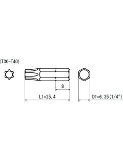 ดอกไขควงหัวท็อกซ์ V-27T T40x6.35x25.4 (0000511)