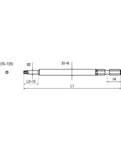 ดอกไขควงหัวท็อกซ์ T20 150mm 5x15 แกนหกเหลี่ยม 5mm (00000286)