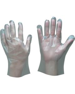 ถุงมือใช้แล้วทิ้ง ถุงมือโพลีเอทิลีน ด้านในนูน M (100 ชิ้น)