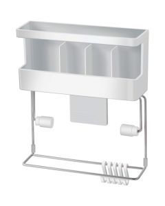 WALL MOUNTED KITCHEN WRAP & PAPER TOWEL HOLDER W/5HOOKS BY MAGNET 16 อัน