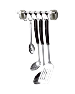 WALL MOUNTED STAINLESS RAIL W/5HOOKS BY HEAVY DUTY VACUUM SUCTION CUP 60 อัน