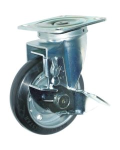 Plate Type Caster 420S Series  (pressed rubber wheel)