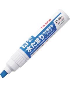 ปากกามาร์กเกอร์สีน้ำเงินกันน้ำ (หัวหนา ทรงสี่เหลี่ยม)
