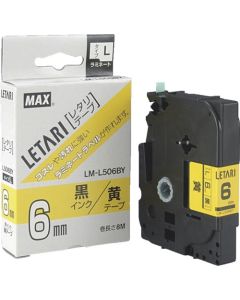 เทปกาวลามิเนตสำหรับ BeePop Mini รุ่น LM-L506BY สีเหลืองตัวอักษรสีดำ กว้าง 6 มม. x ม้วนละ 8 ม.