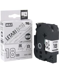 เทปกาวลามิเนตสำหรับ BeePop Mini รุ่น LM-L518BWK กาวติดแน่น สีขาว ตัวหนังสือสีดำ กว้าง 18 มม. x ม้วนละ 8 ม.