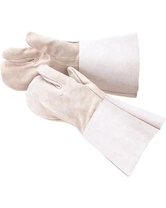 Welded Long 3 Finger Leather Gloves 1ชุด