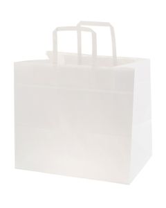 ถุงกระดาษสำหรับช้อปปิ้ง ถุงแบบแบนมีหูหิ้ว รุ่น N Flat Charm Bag สีขาวล้วน บรรจุ 50 ชิ้นต่อแพ็ค
