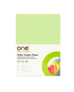 กระดาษสีถ่ายเอกสาร 5 A4 80แกรม เขียวเข้ม (500แผ่น) ONE