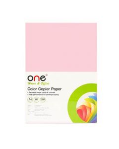 กระดาษสีถ่ายเอกสาร 8 A4 80 แกรม ชมพู (500แผ่น) ONE