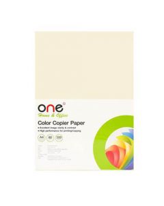 กระดาษสีถ่ายเอกสาร 10 A4 80 แกรม ครีม (500แผ่น) ONE