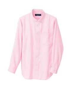 เสื้อแขนยาวกระดุมลง (ก้างปลา) (unisex) สีชมพู 3L