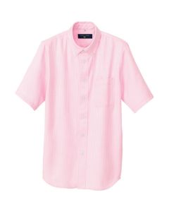เชิ้ตติดกระดุมแขนสั้น (ก้างปลา) (unisex) ชมพู S