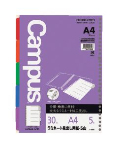 กระดาษดัชนีสี ลามิเนต สำหรับ A4 4 แผ่น (30 รู) 5 ภูเขา 5 สี No-998