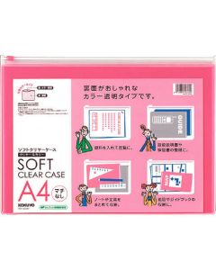 เคสใสแบบนิ่ม <ใส & สี> แบบนิ่มไม่มีเป้าเสื้อกางเกง A4 สีพีช Kuket-5314P