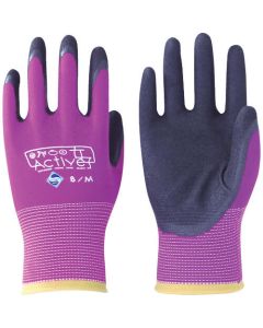 ถุงมือยางไฮบริดไม่มีซับใน Active Women's สีม่วง 8/M