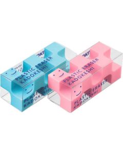 ยางลบ < Kadokeshipuchi > 2 ชิ้น (สีชมพู/ฟ้า) Keshi-U750-3