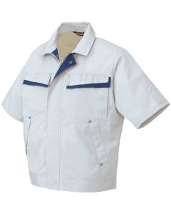 เสื้อเบลาส์แขนสั้น (แบบสี) (unisex) สีเทาเงิน x รอยัลบลู SS
