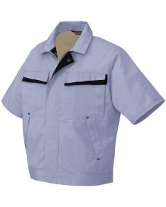เสื้อเบลาส์แขนสั้น (ชุดสี) (unisex) สีม่วงหมอก x สีกรมท่าเข้ม LL