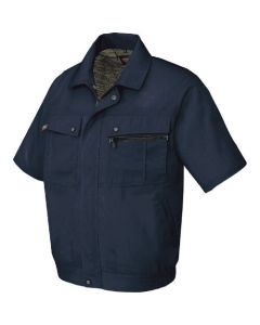 เสื้อเบลาส์แขนสั้น (สีล้วน) (unisex) สีกรมท่าเข้ม LL