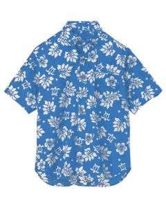เสื้ออโลฮ่ากระดุมหน้า (ฮาวายเอี้ยน) (unisex) สีฟ้า SS