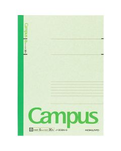 สมุดปกสีแคมปัส ปกกึ่ง B5 (เบอร์ 6) กว้าง 6 มม. 30 แผ่น สีเขียว