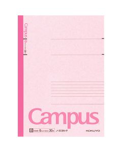 สมุดปกสีแคมปัส ปกกึ่ง B5 (เบอร์ 6) กลม กว้าง 6 มม. 30 แผ่น สีชมพู