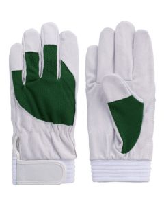 Pig Grain Leather Gloves with Colored Cotton Back