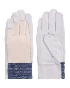 Pig Grain Leather Gloves with Cotton Back