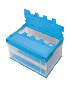 ลังพลาสติกพับได้ มีฝาปิด 50L 530 x 366 x 334 Transparent / Blue