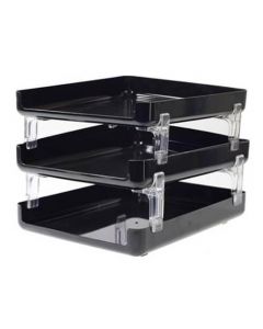 ถาดเอกสารพลาสติก A4 3 ชั้น ดำ ออร์ก้า DT-S3N