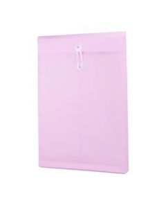 ซองพลาสติกผูกเชือกขยายข้าง F4 ชมพู Pastel ออร์ก้า