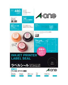 A-one label seal super waterproof display/package label กระดาษอิงค์เจ็ทผิวด้าน สีขาว A4 24 ด้าน 1 ถุง (รวม 20 แผ่น) 62424