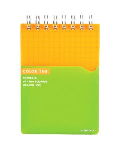 บันทึกคู่วงแหวน <ป้ายสี> A7 5มม. กริด 90 แผ่น เหลือง CT mail-C70Y