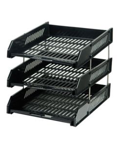 ถาดเอกสารพลาสติก 3 ชั้น ดำ ออร์ก้า L3