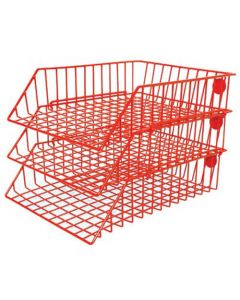 ถาดเอกสารลวดเคลือบพีวีซี 3 ชั้น แดง ออร์ก้า