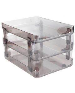 ถาดเอกสารพลาสติก 3 ชั้น เทาใส ออร์ก้า S3-N