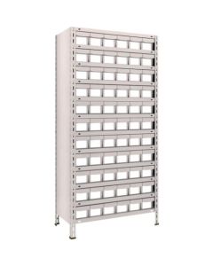 ชั้นวางของน้ำหนักเบา 875 x 450 x 1800 ลิ้นชักเรซิ่น NG เล็ก x 66 นีโอเกรย์