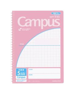 สมุดโน้ต Campus Soft Ring (สำหรับวัตถุประสงค์ต่างๆ) สมุดโน้ต Semi-B5 สีชมพูอ่อน Su-S211S10-5LP
