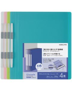 แฟ้มใส PP แบบแบน ขนาด A4 คละ 4 สี F-GLBP10X4