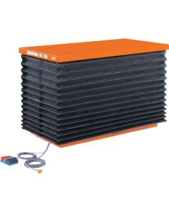อุปกรณ์ยกโต๊ะ รับน้ำหนักได้ 1000 กก. แบบไฮดรอลิก ขนาด 750 x 1350 x 155-1015 มม. พร้อมท่ออ่อน ความเร็วในการยก (วินาที): 47/39 (50Hz/60Hz)