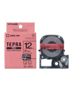 เทปพิมพ์อักษร TEPRA PRO Matte Color Label 12mm (Pink Tape / Black Ink)
