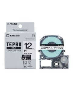 เทปพิมพ์อักษร TEPRA PRO Matte Color Label 12mm (White Tape / Black Ink)