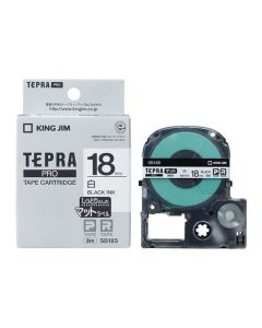 เทปพิมพ์อักษร TEPRA PRO Matte Color Label 18mm (White Tape / Black Ink)