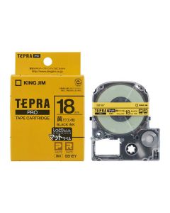 เทปพิมพ์อักษร TEPRA PRO Matte Color Label 18mm (Yellow Tape / Black Ink)