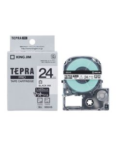 เทปพิมพ์อักษร TEPRA PRO Matte Color Label 24mm (White Tape / Black Ink)