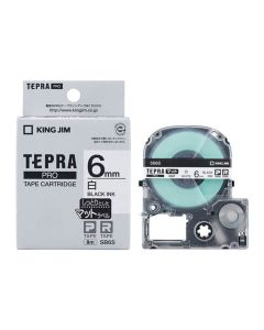 เทปพิมพ์อักษร TEPRA PRO Matte Color Label 6mm (White Tape / Black Ink)