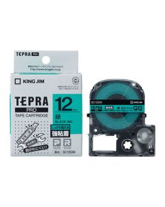 เทปพิมพ์อักษร TEPRA PRO Strong Adhesive Label 12mm (Green Tape / Black Ink)