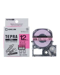 เทปพิมพ์อักษร TEPRA PRO Strong Adhesive Label 12mm (Pink Tape / Black Ink)