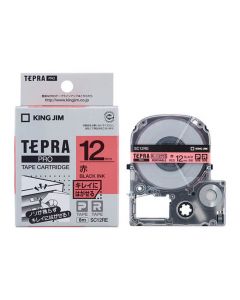 เทปพิมพ์อักษร TEPRA PRO Removable Label 12mm (Red Tape / Black Ink)